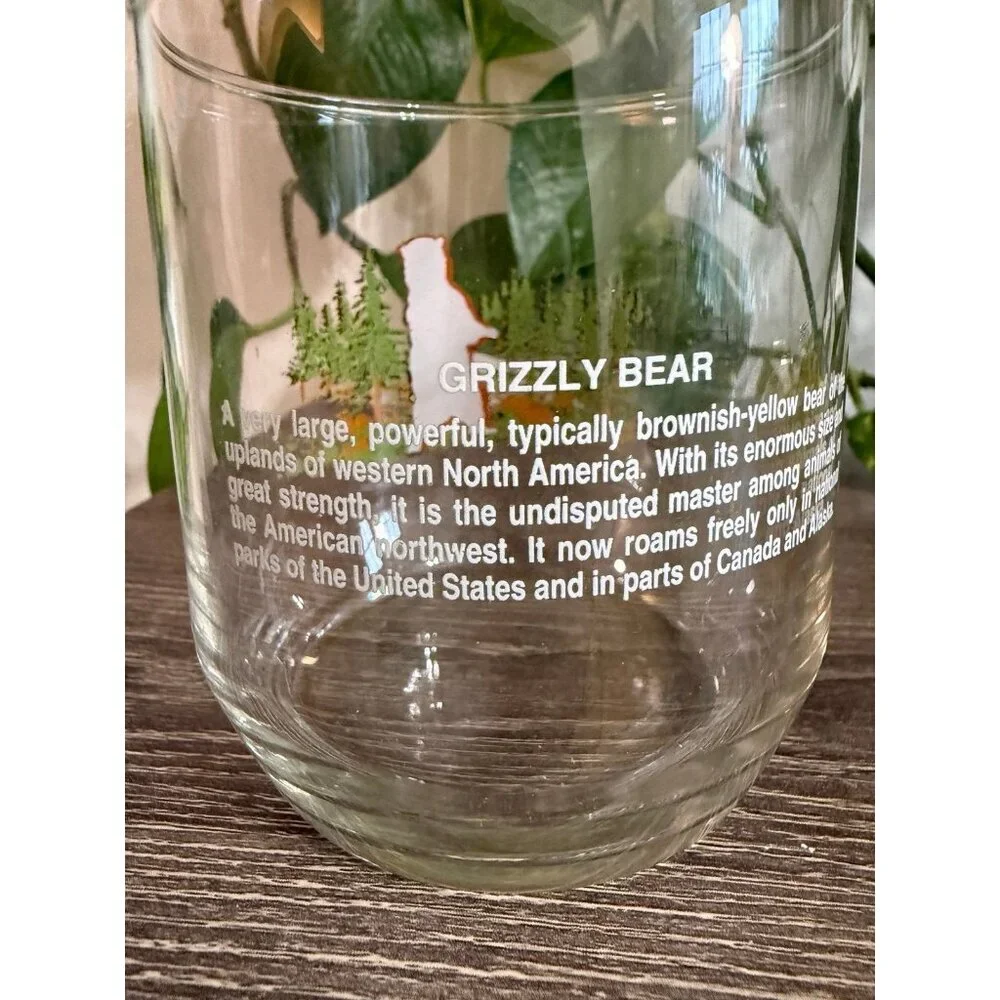 Grizzly bear glass vintage cup